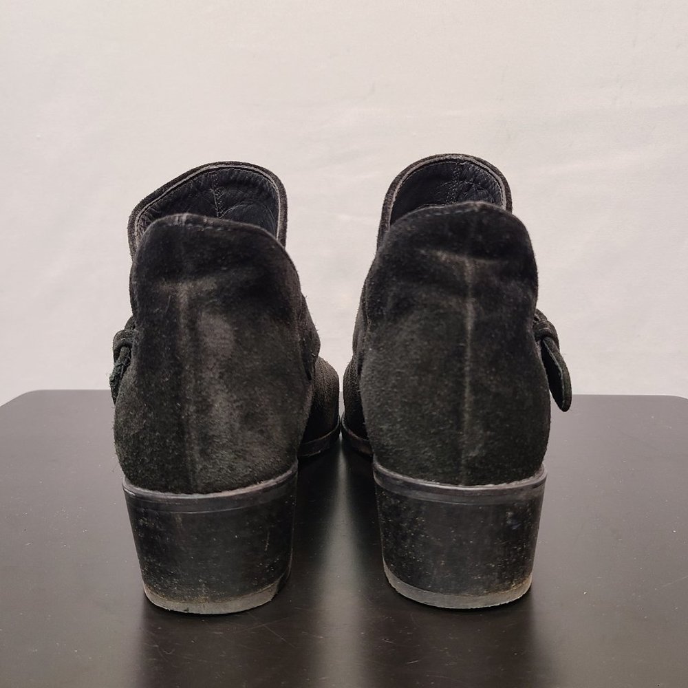 Stuart Weitzman Boots Black Leather Womens 8.5 Ankle Bootie Suede - Picture 5 of 9